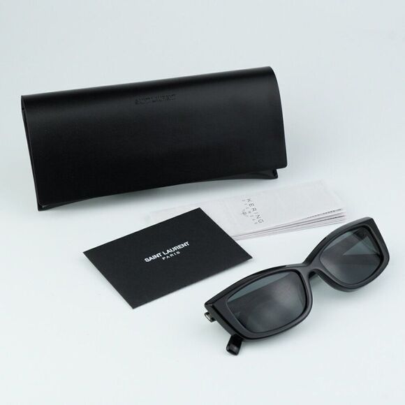 SALE! NEW Saint Laurent SL658 001 Black Rectangle Unisex Sunglasses main image 4